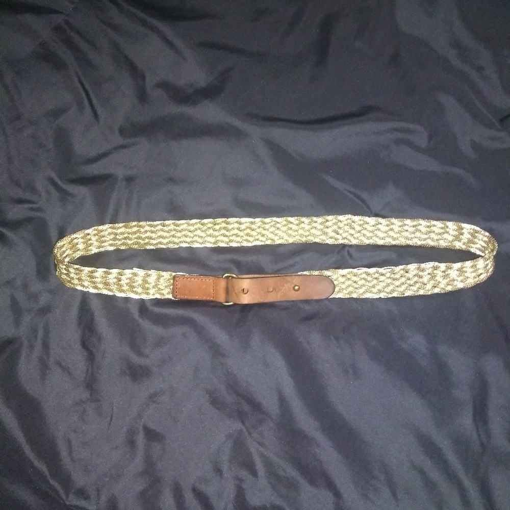New J. Crew Gold Braided Belt with Leather Accents
